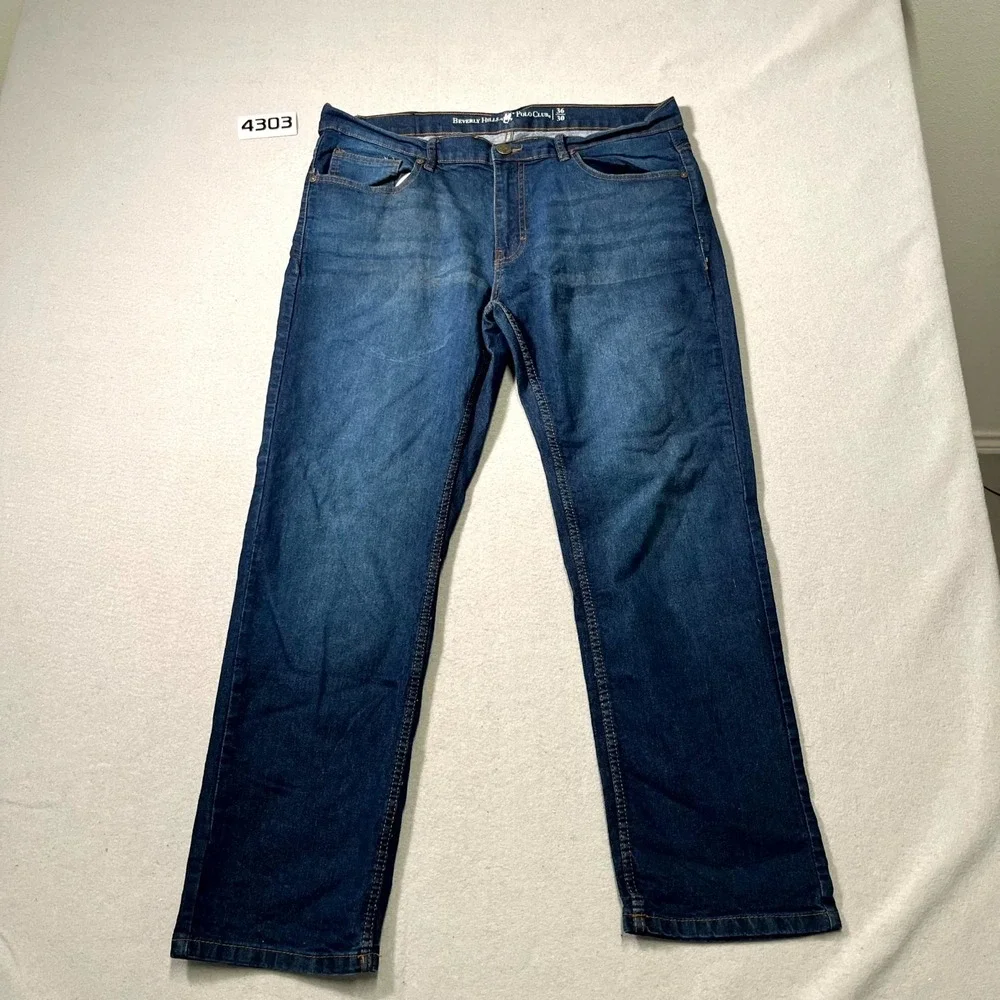 Beverly Hills Polo Club Jeans Mens 36x30 Blue Denim Medium Wash Straight Leg